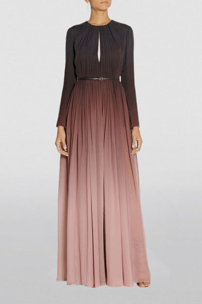 Gradient Color Runched Maxi Dress