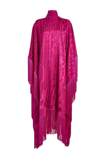 Satin Tassel High Neck Midi Dress