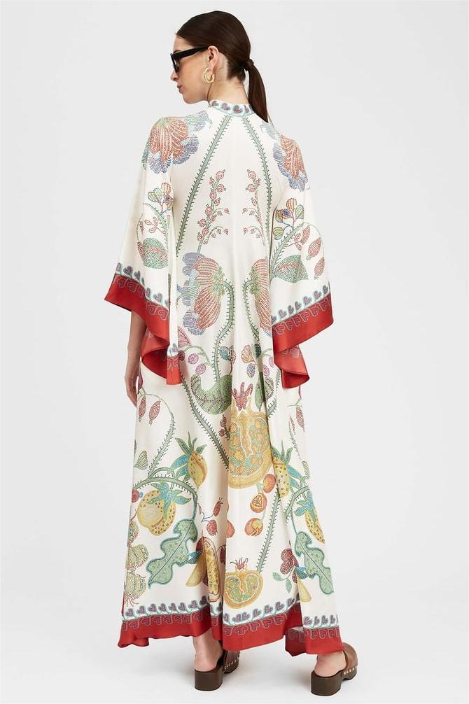 Floral V-Neck Ball Sleeve Maxi Dress