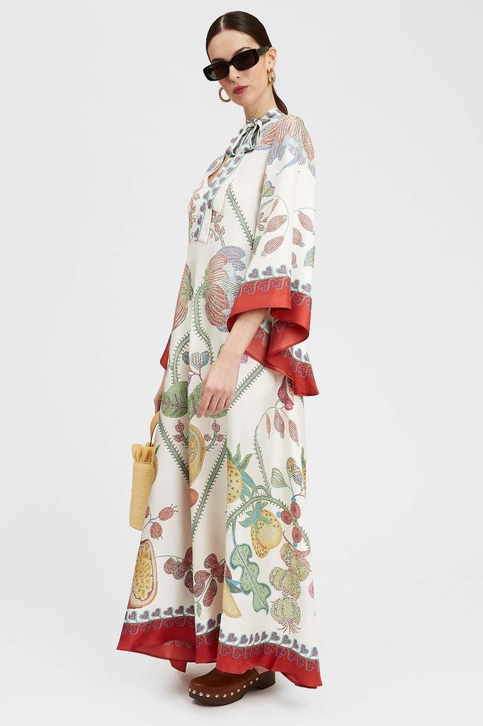 Floral V-Neck Ball Sleeve Maxi Dress