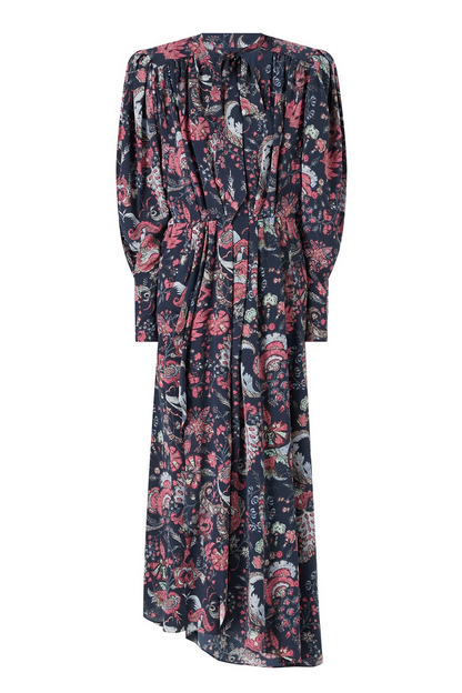 Paisley Print Lace Up Midi Dress