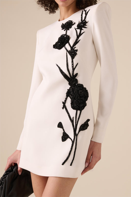 Venus Floral Embroidery Bead Mini Dress