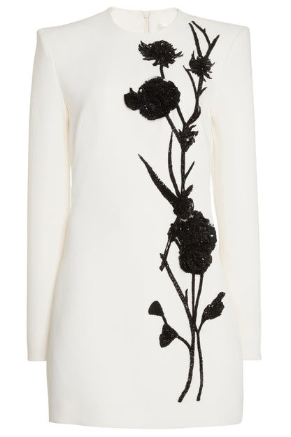 Nail Bead Embroidery Floral Mini Dress