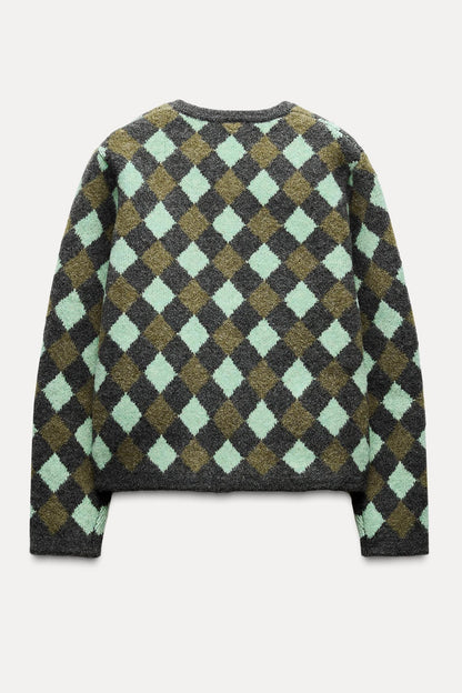 Diamond-type Lattice Long Sleeve Cardigan