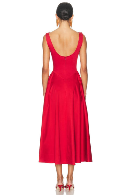 Solid Sleeveless Pocket Midi Dress