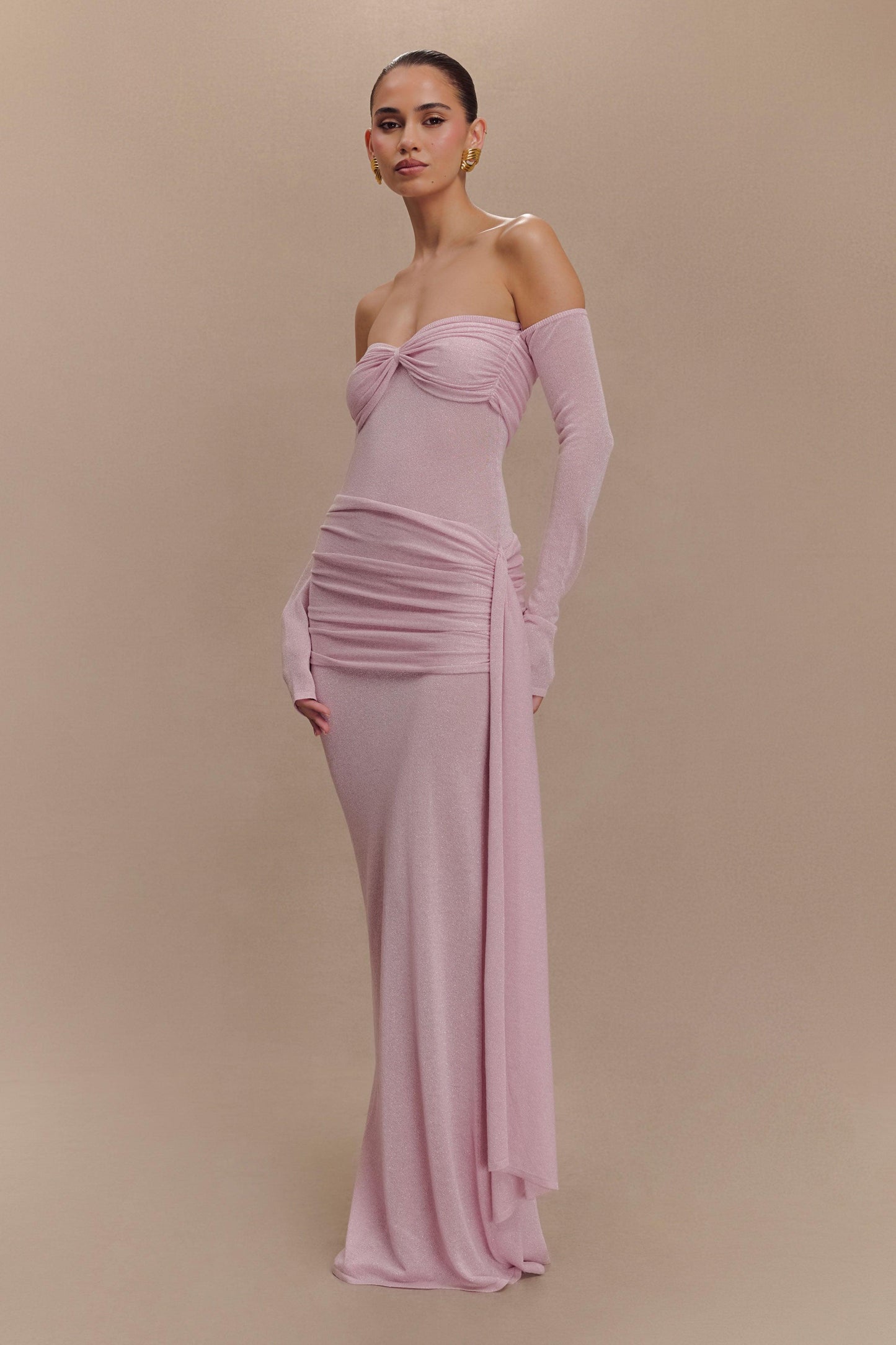 Solid Luxury Off-Shoulder  Maxi Dress