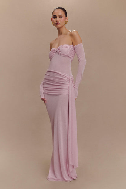 Solid Luxury Off-Shoulder  Maxi Dress