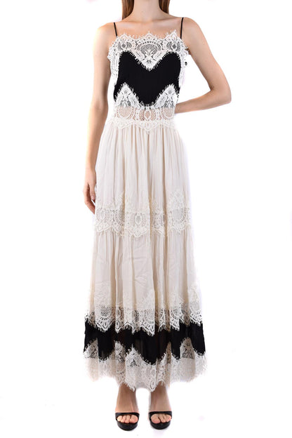 Lace Splicing Square Neck Midi Dress
