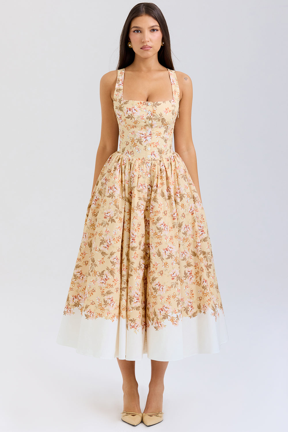 Floral Sleeveless Slip Midi Dress