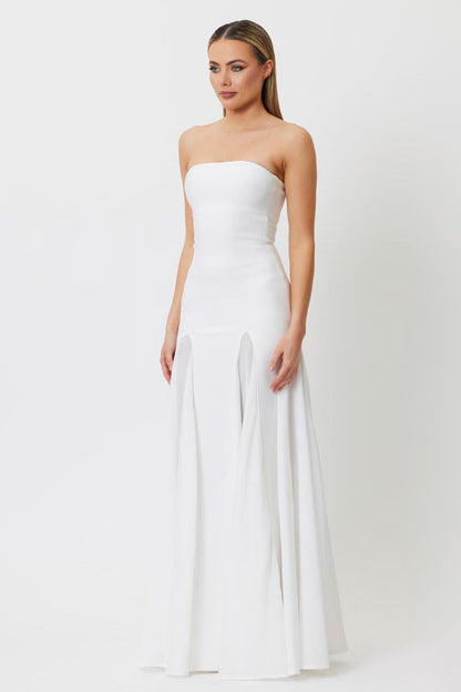 Off-Shoulder Solid Mesh Maxi Dress