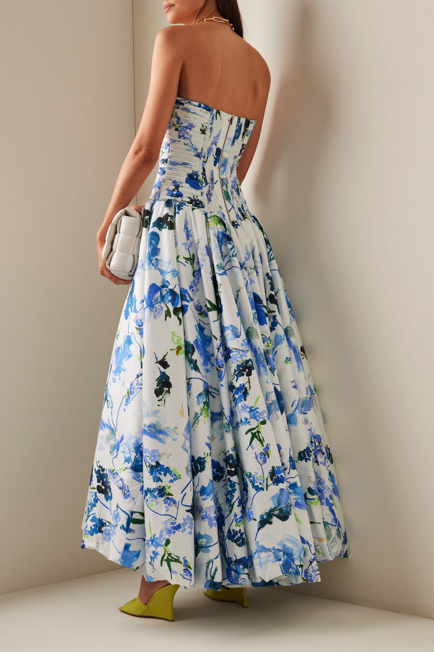 Floral Off-Shoulder Split Midi Dress