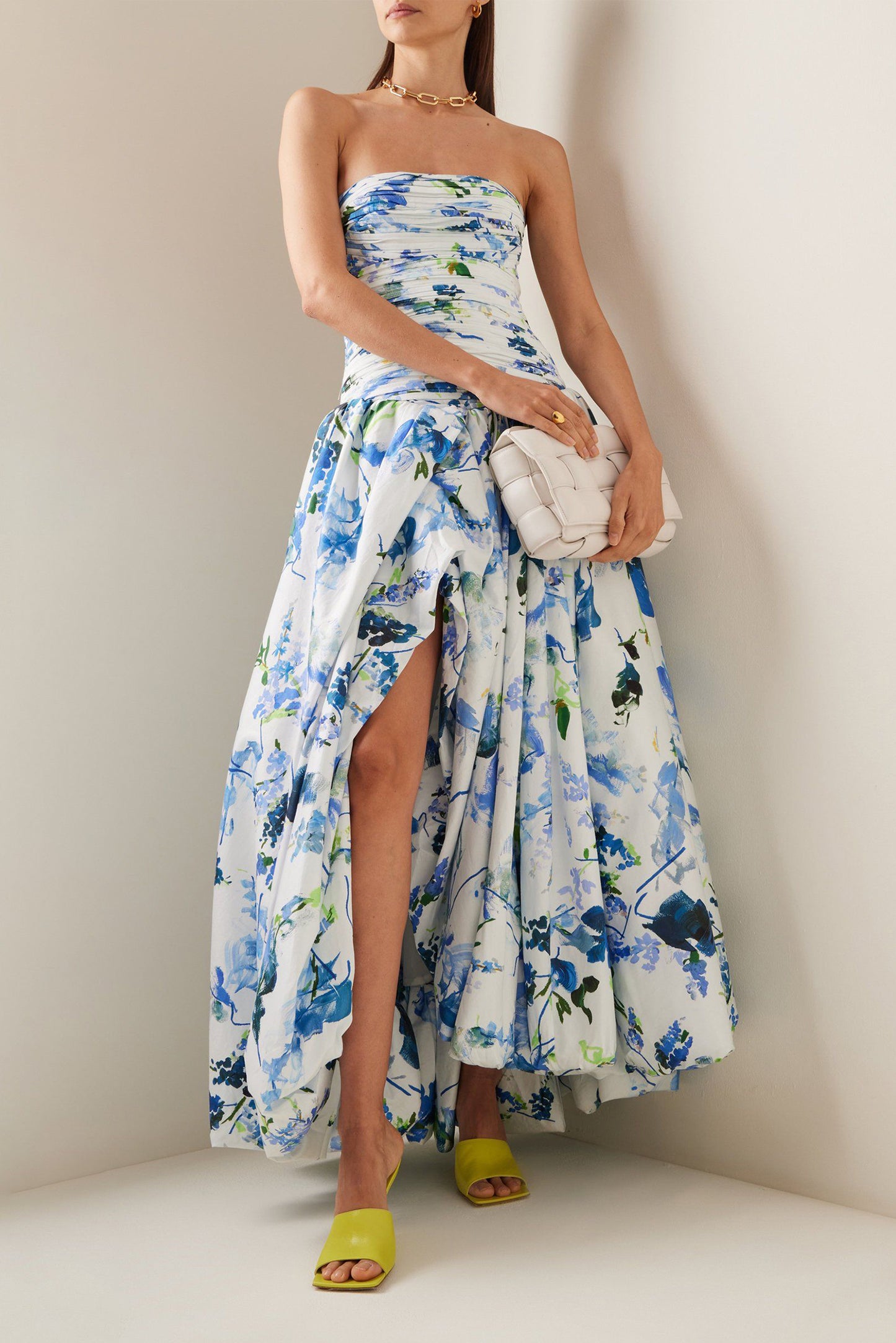 Floral Off-Shoulder Split Midi Dress