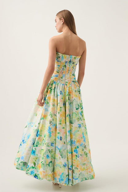 Tie Dye Pleat Split Midi Dress