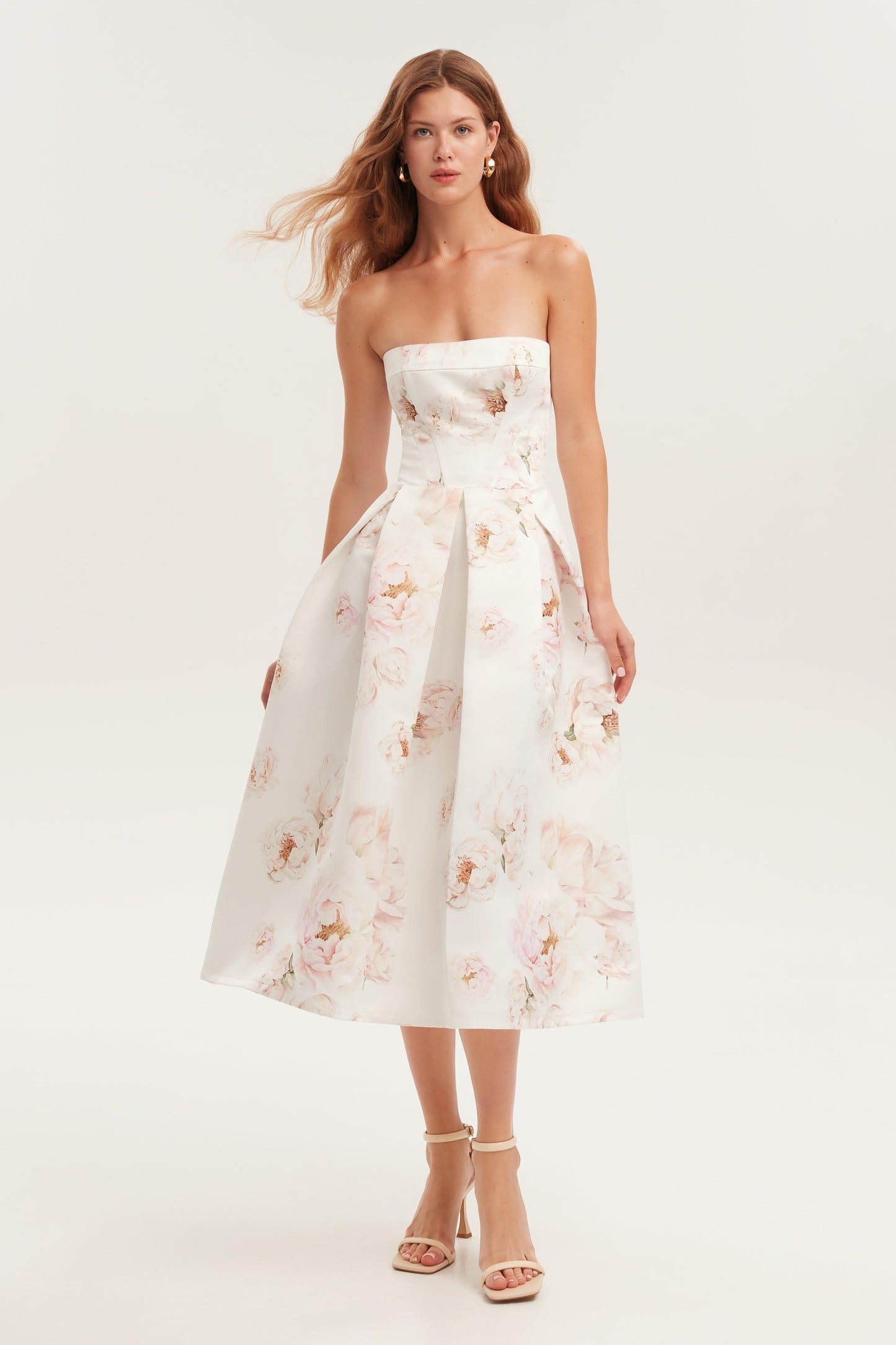 Floral Off-Shoulder Lace Up Midi Dress