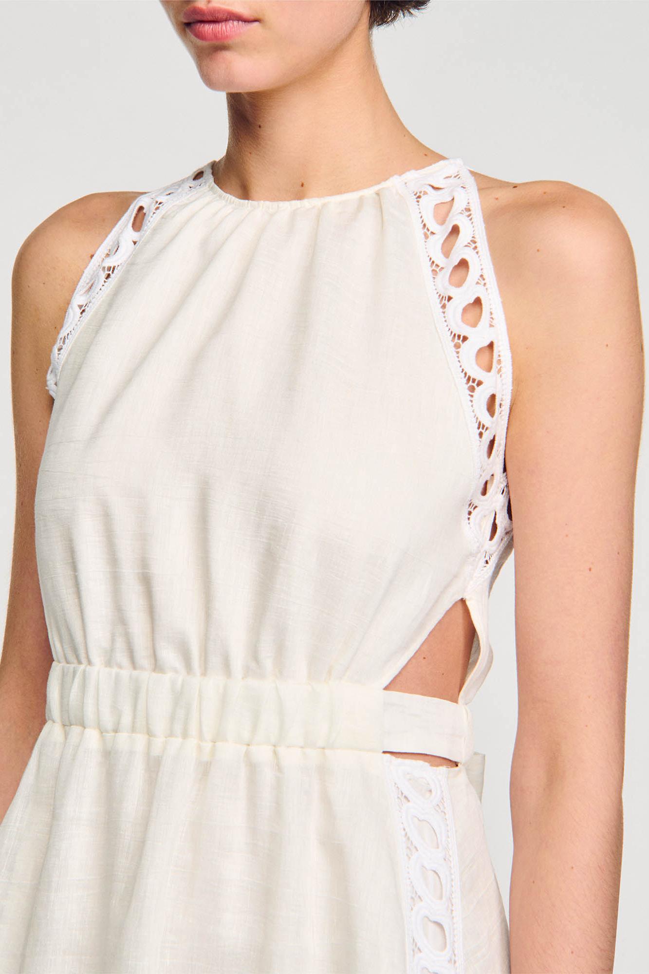 Solid Heart Shape Lace Halter Neck Midi Dress