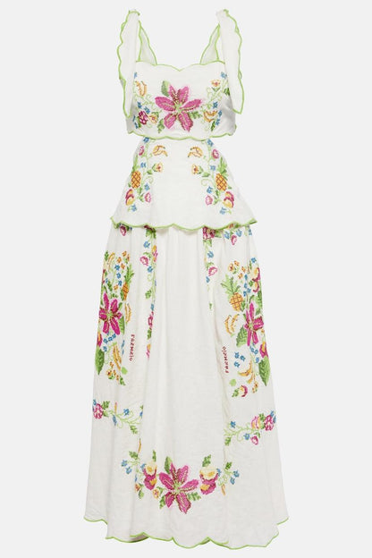 Floral Cut-Out Lace Up Midi Dress