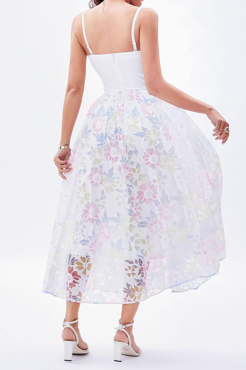 Rhinestone Corset Pleated Midi Dress