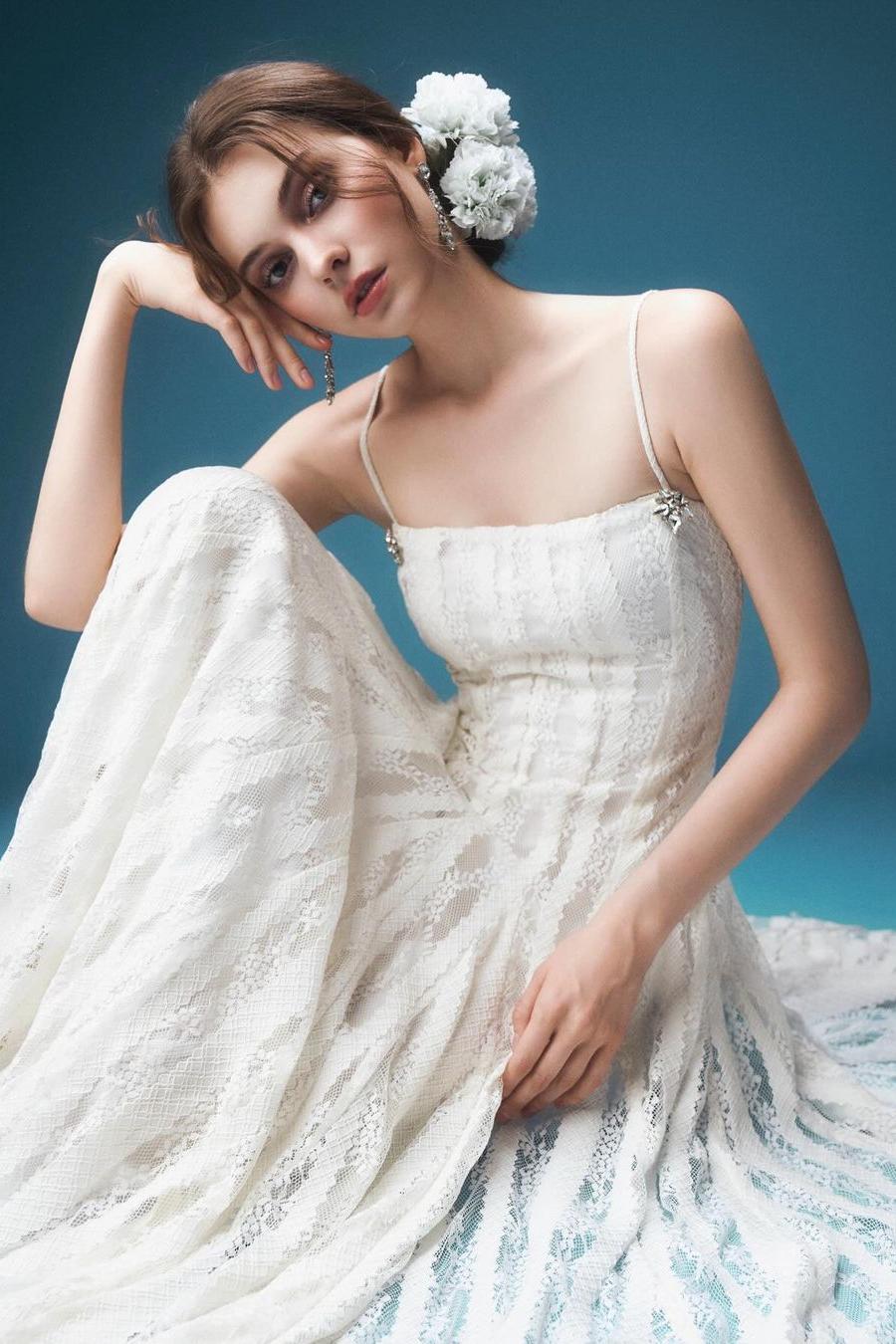 Solid Lace Rhinestone Midi Dress