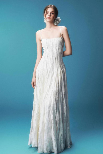 Solid Lace Rhinestone Midi Dress