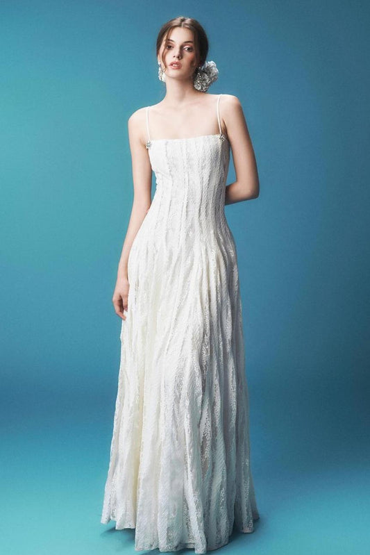 Solid Lace Rhinestone Midi Dress