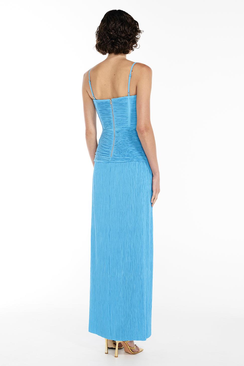 Solid Pleated Sleeveless Maxi Dress