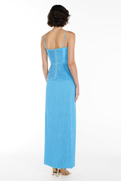 Solid Pleated Sleeveless Maxi Dress