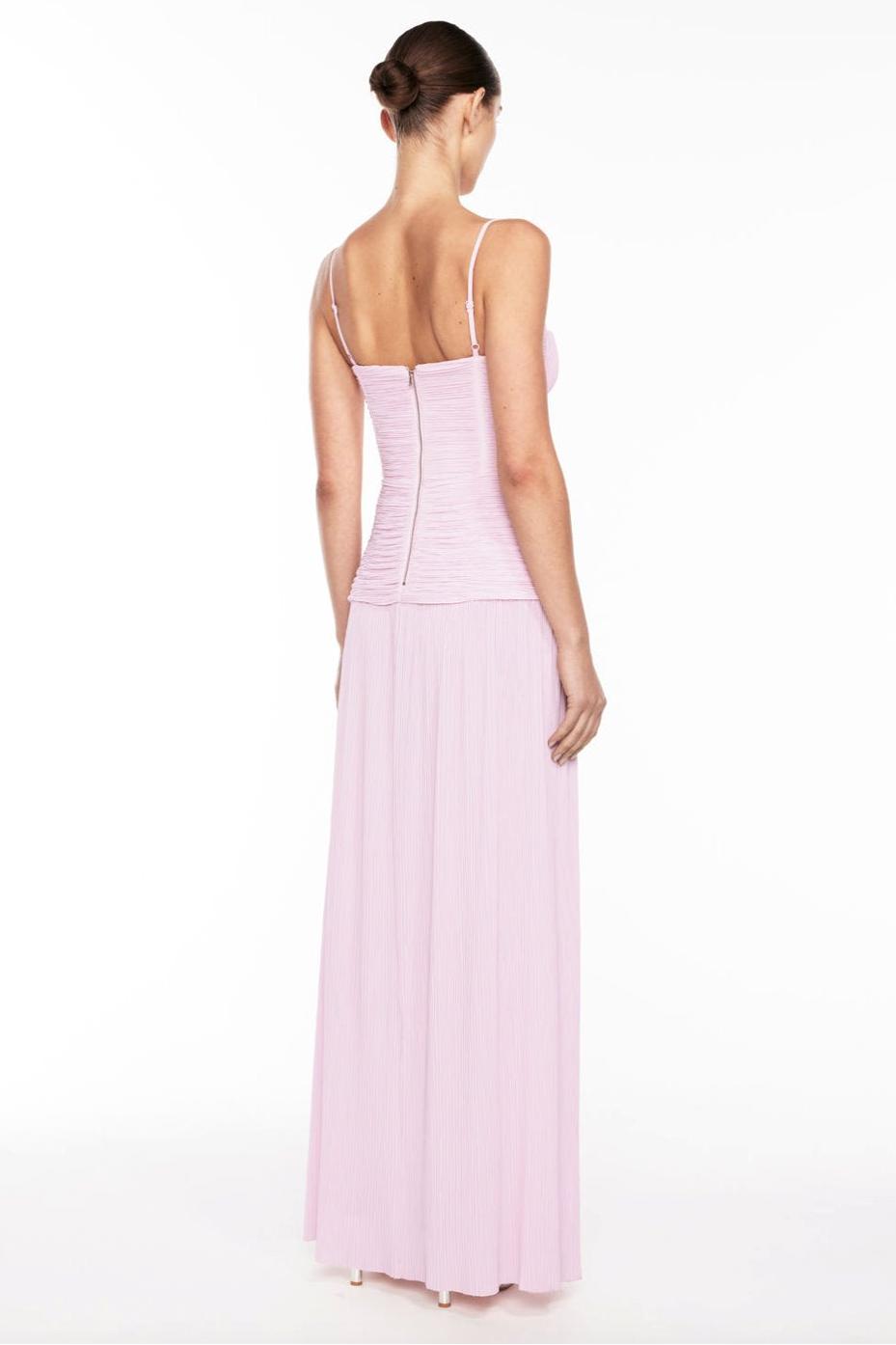 Solid Pleated Sleeveless Maxi Dress