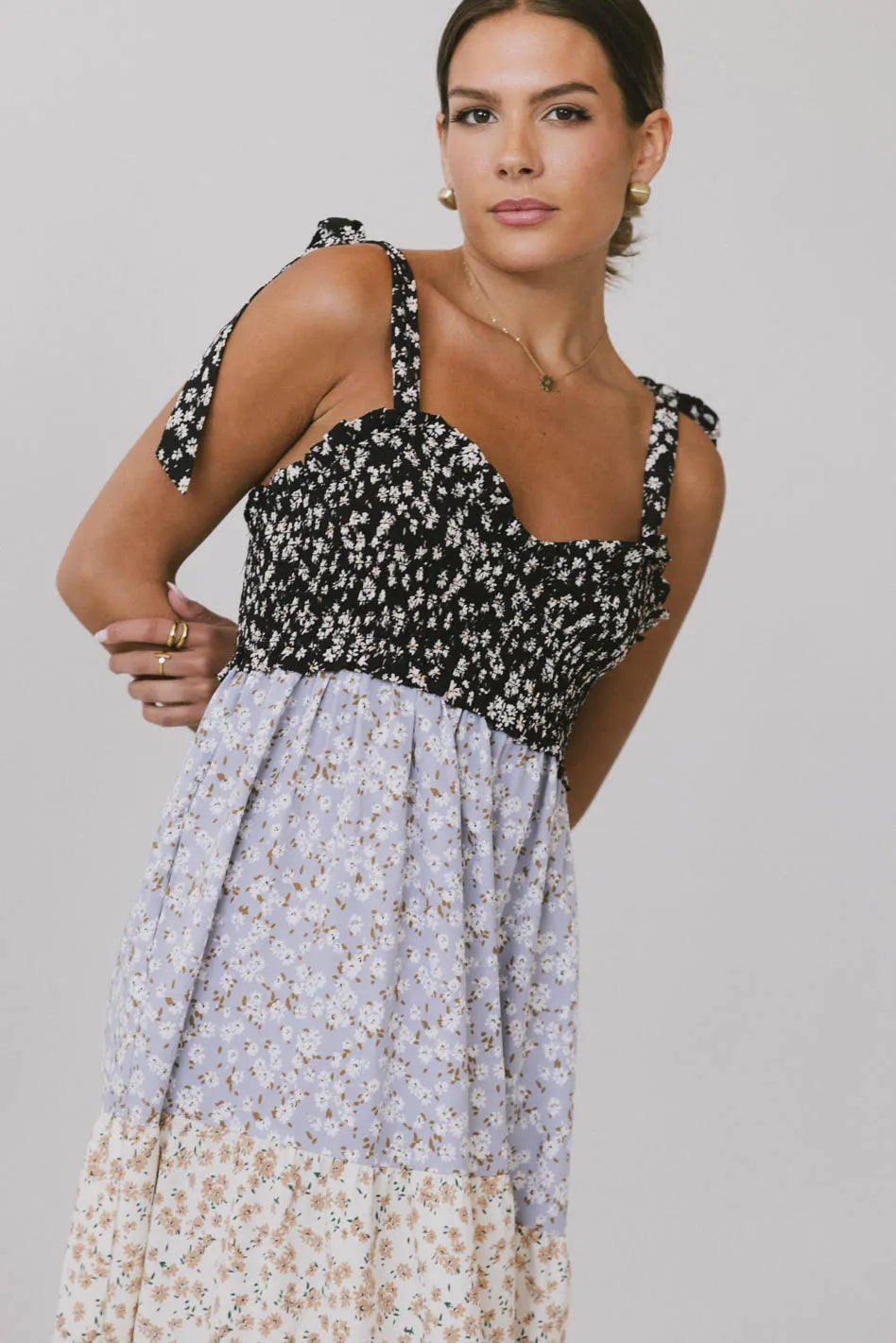 Floral Smock Frill Midi Dress