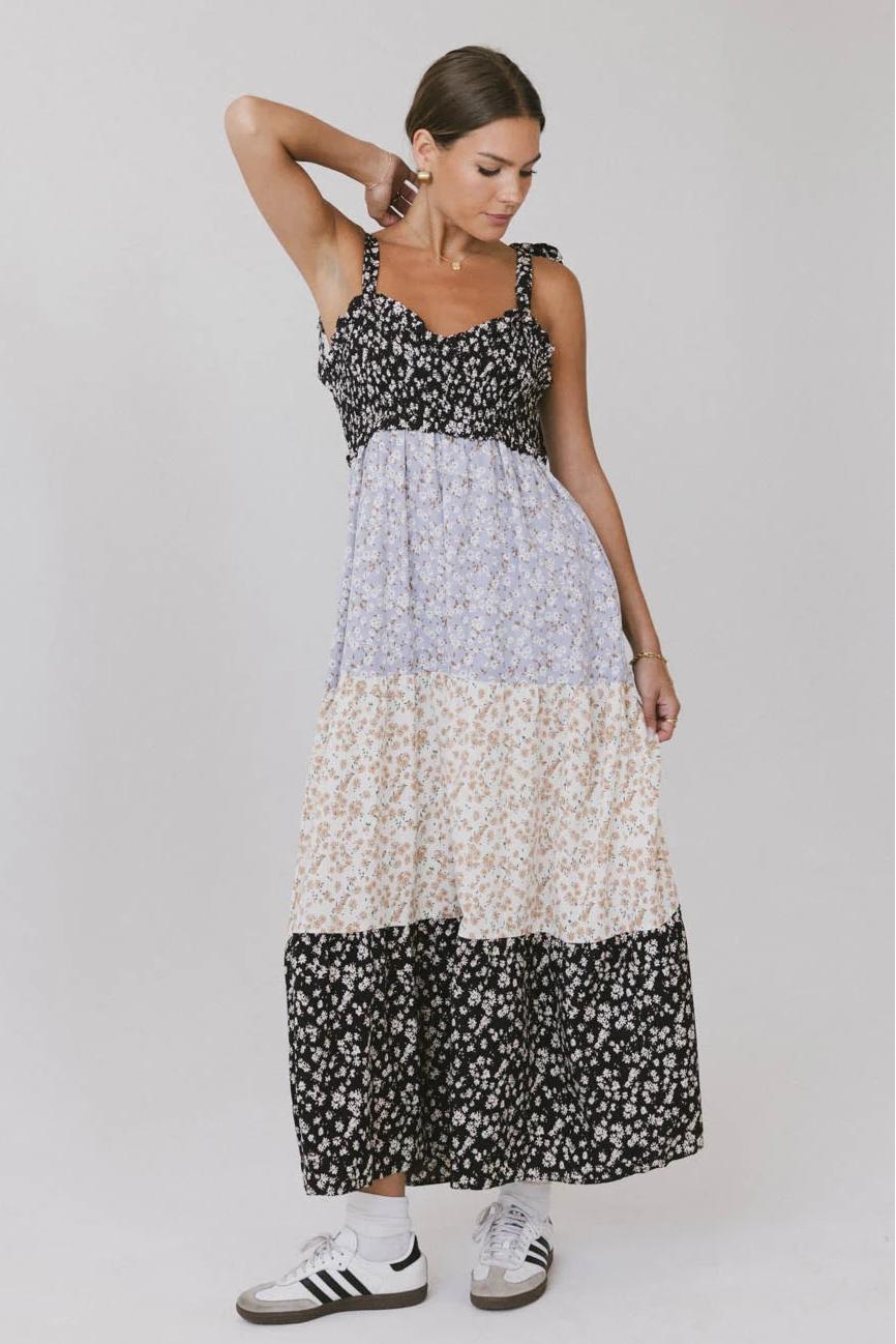 Floral Smock Frill Midi Dress