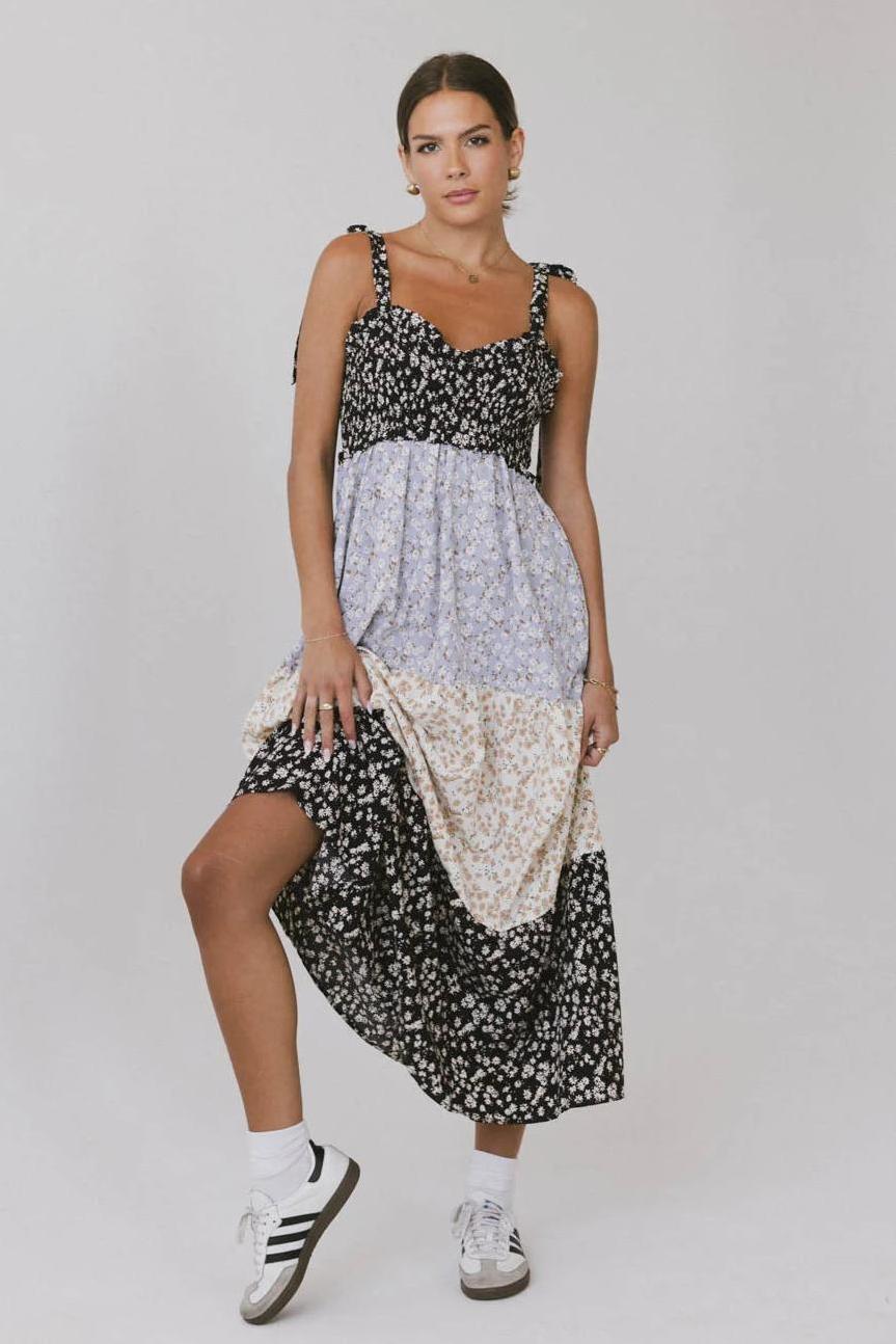 Floral Smock Frill Midi Dress