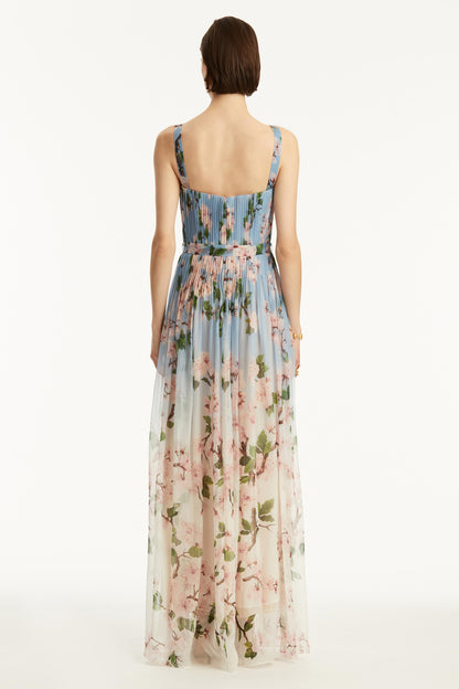 Floral Gradient Color Sleeveless Maxi Dress