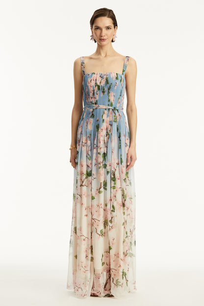 Floral Gradient Color Sleeveless Maxi Dress