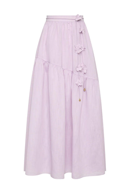 Embroidered Sleeveless Mini Top & High Waist Maxi Skirt Set