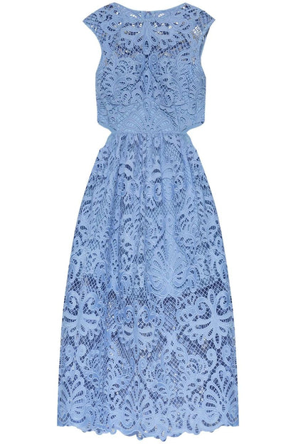 Lace Cut-Out Sleeveless Midi Dress