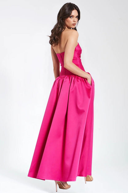 Satin Solid Off-Shoulder Midi Dress