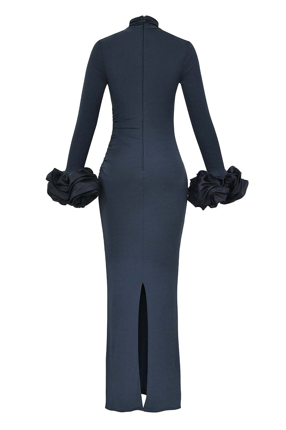 Jersey Puff Sleeve Ruched Maxi Dress