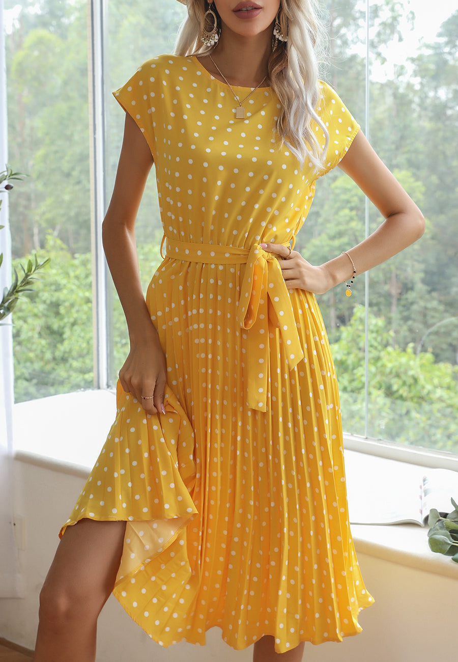 Polka Dot Cap Sleeve Dress