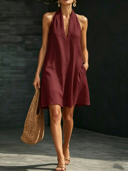 Simple Solid Color Short Dress