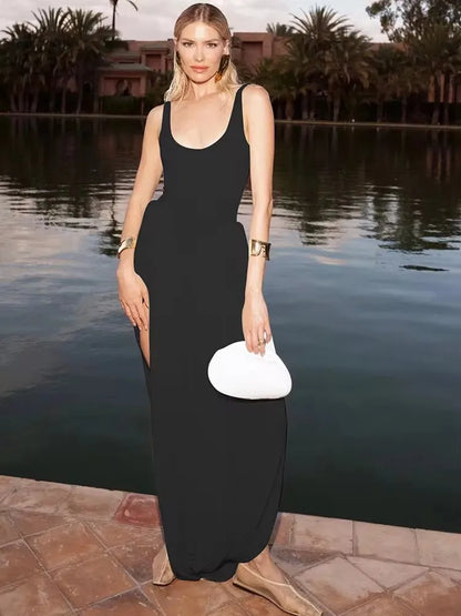 Black High Slit Maxi Vacation Dress
