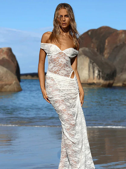 Floral Lace Skirt Suit Vacation Dress