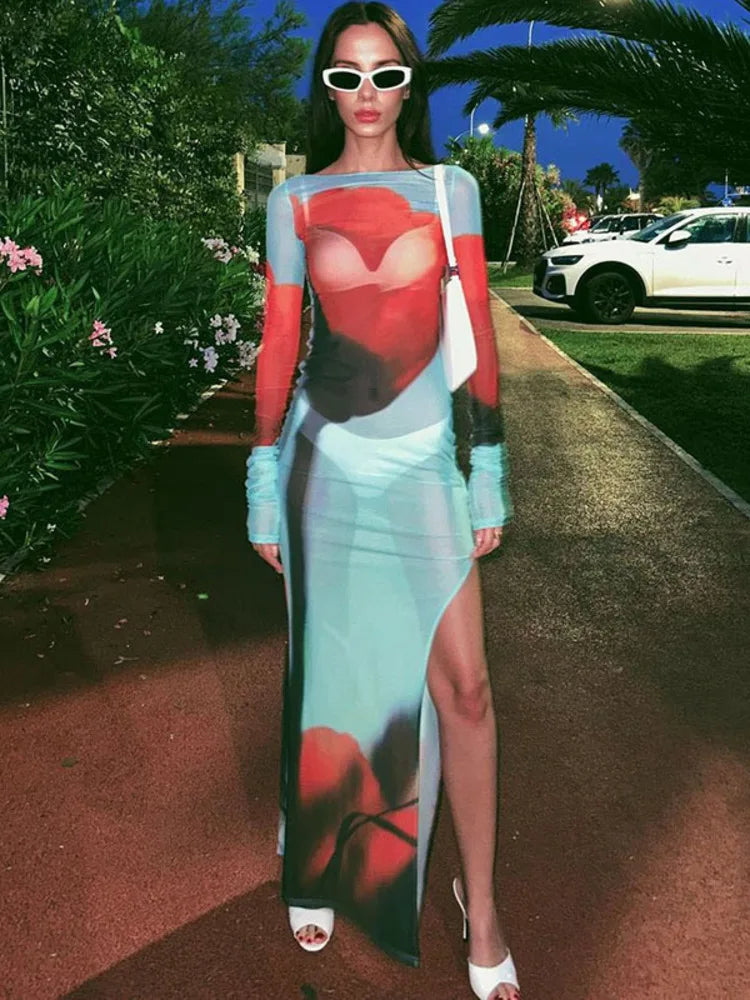 Floral See-through Vacation Dress