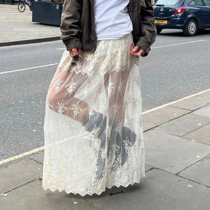 Jacquard See-Through Maxi Skirt
