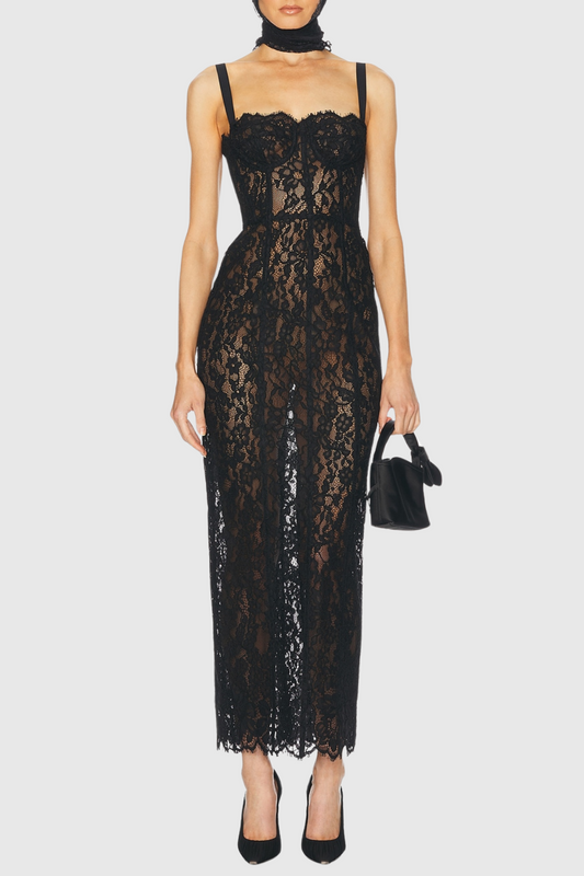 Jalana Lace Corset Midi Dress