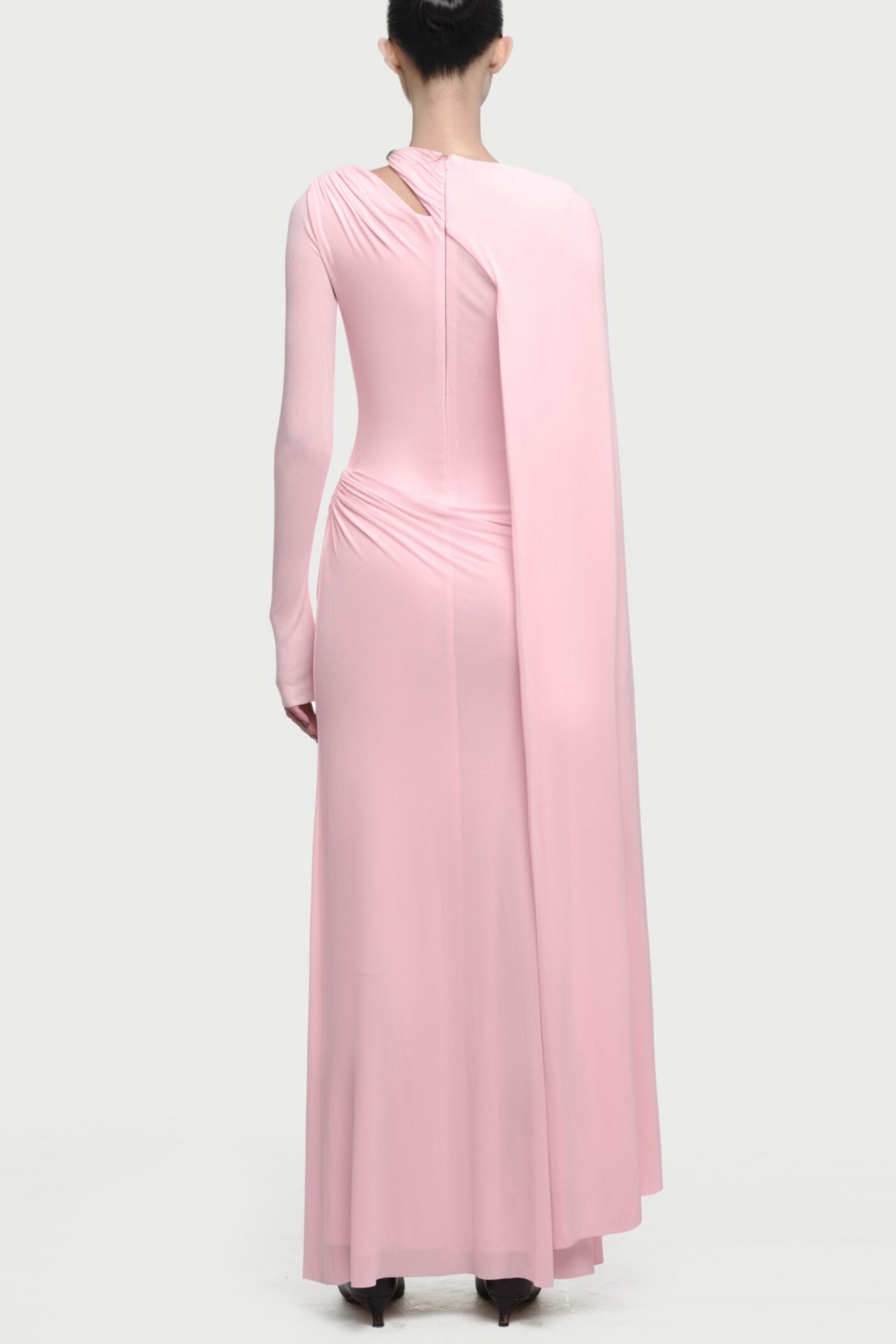 Jalynne Diagonal Shawl Cutout Maxi Dress - Pink