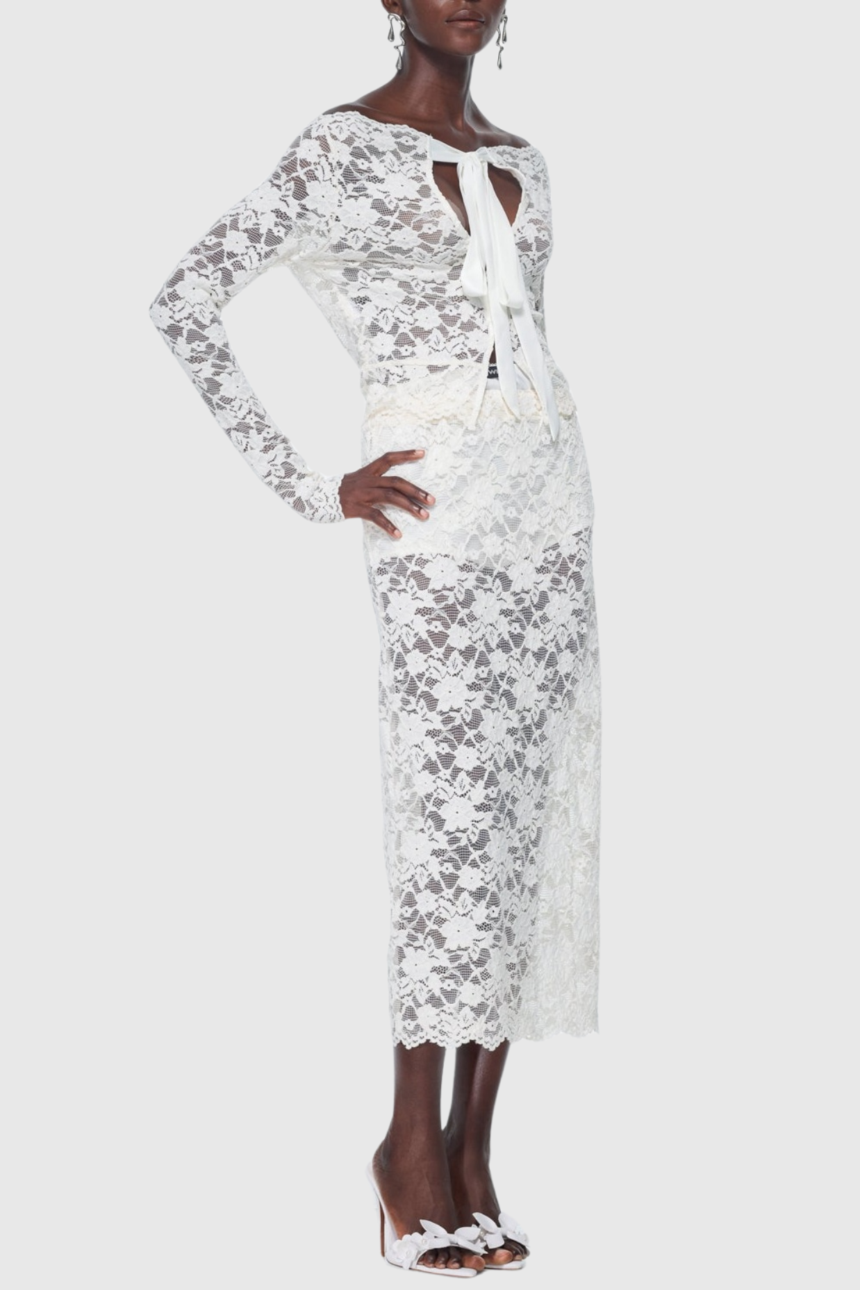 Jamaun Lace Cutout Skirt Two Piece Set