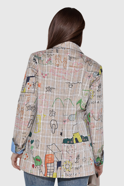 Jamila Graffiti Grid Blazer