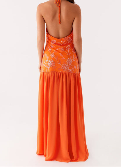 Agnella Beaded Maxi Dress - Orange