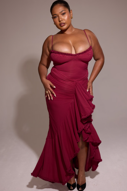 Janime | Ruffled Front Gown Dress