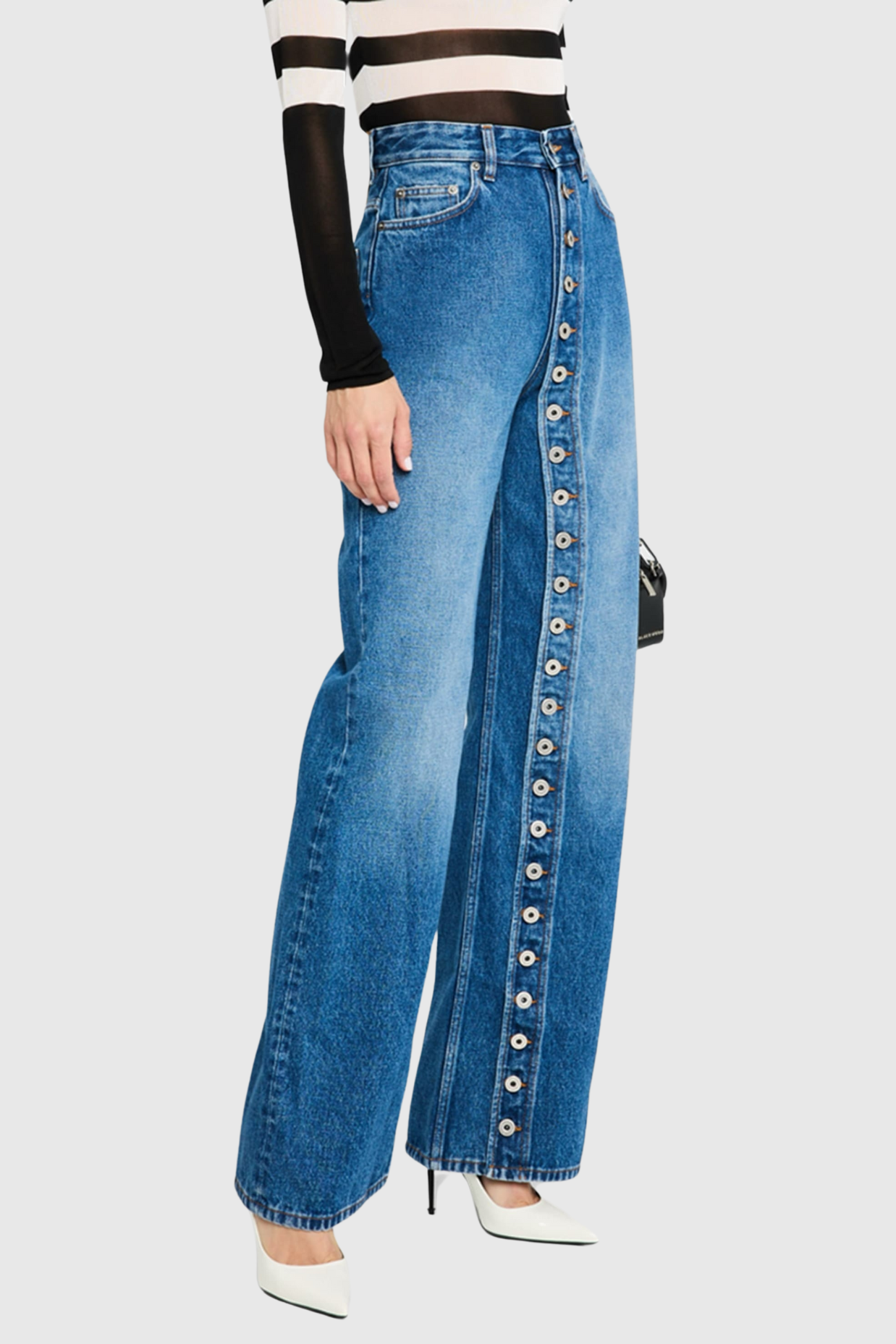 Jannice Asymmetric Button Jeans