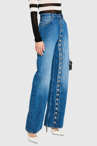 Jannice Asymmetric Button Jeans